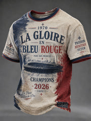 T-shirt homme La Gloire en Bleu Rouge à imprimé footballistique