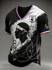 T-shirt à col en V pour homme, modèle Corse