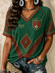 T-shirts à col en V pour le football marocain féminin