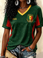 T-shirts à col en V de football pour femmes, Sénégal 2026