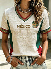 T-shirt imprimé pour femmes, motif football mexicain