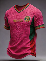 T-shirt imprimé d'art amant du football du Mexique des hommes