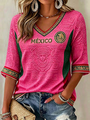 Femmes Mexique Football Lover Art T-shirt imprimé