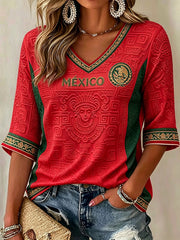 Femmes Mexique Football Lover Art T-shirt imprimé
