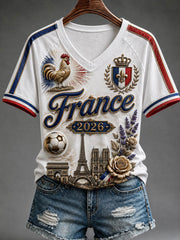 T-shirt femme à col en V et épaules dénudées, manches courtes