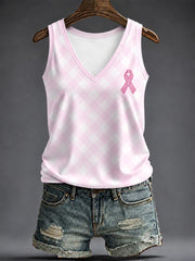 Gilets roses à col en V pour le cancer du sein chez les femmes