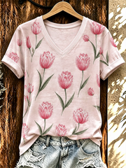 T-shirt décontracté à manches courtes et imprimé pour femme