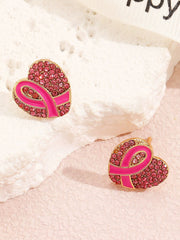 Boucles d'Oreilles Femme Ruban Rose Sensibilisation au Cancer du Sein