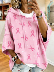 Soutenir le cancer du sein des femmes soutien rose ruban imprimé Hoodie