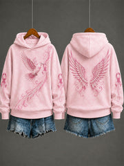 Sweat-shirt à imprimé pigeon pour femmes pour prévention du cancer du sein