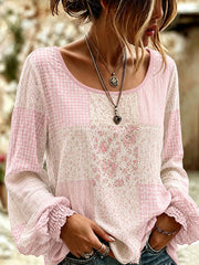 T-shirt décontracté à imprimé floral rose pour femme