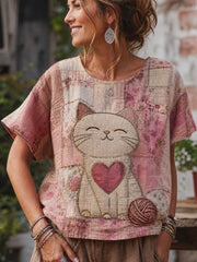 T-shirt femme en lin à manches courtes