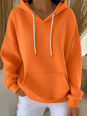 Sweat à capuche décontracté couleur pure pour femmes
