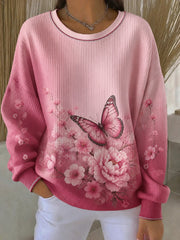 Sweat-shirt pour femmes à imprimé fleurs sur la poitrine