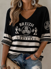 T-shirt décontracté pour femme, imprimé celtique de Bretagne, France