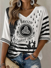 T-shirt décontracté pour femme, imprimé celtique de Bretagne, France