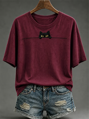 T-shirt femme à manches courtes avec imprimé mignon de chat