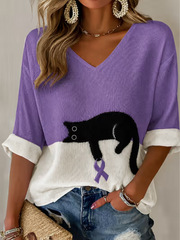 T-shirt à motif gaufré Alzheimer pour femmes