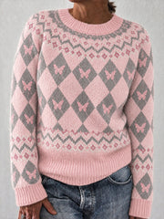 Haut Décontracté Femme Style Preppy Argyle & Papillon Imprimé