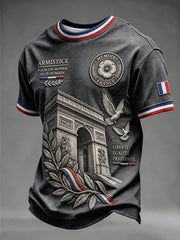 T-shirt imprimé commémoratif de la Journée de l'Armistice français pour hommes