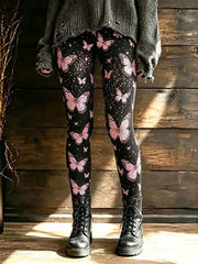 Leggings en velours imprimé papillon sensibilisation au cancer du sein pour femmes
