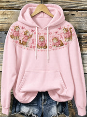 Motif de chat des femmes et de la charité rose ruban Design Casual Hoodie