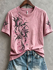 T-shirt papillon de sensibilisation au cancer du sein de style gothique pour femmes