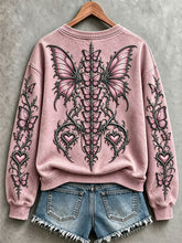 Women's Breast Cancer Awareness Gothic Butterfly Sweatshirts Femme