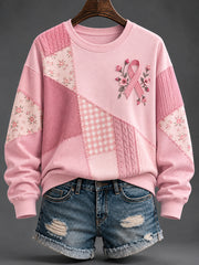 Sweat-shirt imprimé sur le thème du cancer du sein chez la femme