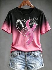 Femmes de Las Vegas Football Fan sensibilisation au cancer du sein T-shirt imprimé