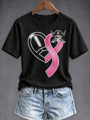 Femmes de Las Vegas Football Fan sensibilisation au cancer du sein T-shirt imprimé