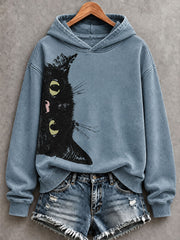 Sweat-shirt classique pour femme, motif artistique de chat dans le style de la peinture à l'huile