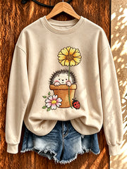 Sweat-shirt mignon pour femme à imprimé hérisson