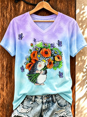 T-shirt humoristique pour femme à imprimé hérisson