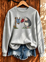 Sweat-shirt mignon pour femme à imprimé hérisson