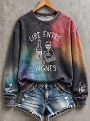 Sweat-shirt femme LIRE ENTRE LES VIGNES, coupe classique