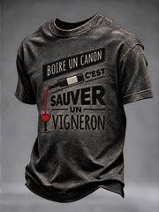T-shirt pour hommes «Boire un canon, c’est sauver un vigneron»