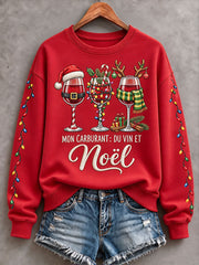 Sweat-shirt femme MON CARBURANT: DU VIN ET Noël, coupe classique