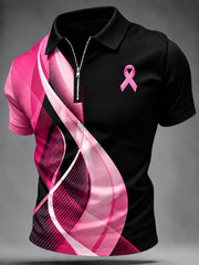 T-shirt zippé imprimé de sensibilisation au cancer du sein chez l'homme