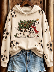 Femmes Dalmatien arbre de Noël Motif Casual Hoodie