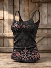 Gilet Décontracté Gothique Fleuri Imprimé Ruban Rose Femme