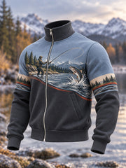 Haut vintage pour homme à motif pêche en pleine nature