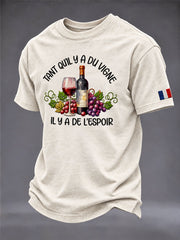 T-shirt pour hommes TANT QU'IL Y A DU VIGNE IL Y A DE L'ESPOIR
