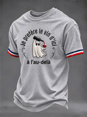 T-shirt pour hommes: Je préfère le vin d'ici à l'au-delà