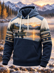 Sweat à capuche surdimensionné à épaules tombantes pour homme, style vintage, motif pêche en pleine nature, avec poches