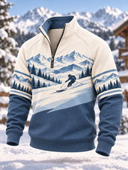 Sweat à capuche zippé décontracté pour hommes amateurs de ski, prêt pour la saison de ski