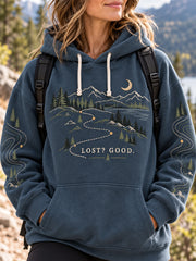 Sweat à capuche décontracté pour amoureuses de la randonnée, motif sentier en pleine nature, pour femme