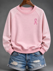 Motif de ruban de charité rose des femmes à rayures Imprimer Design Casual Sweatshirt