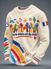 Sweat-shirt waffle imprimé pour hommes Tous les enfants ont des droits