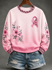 Sweat-shirt décontracté imprimé de sensibilisation au cancer du sein chez la femme